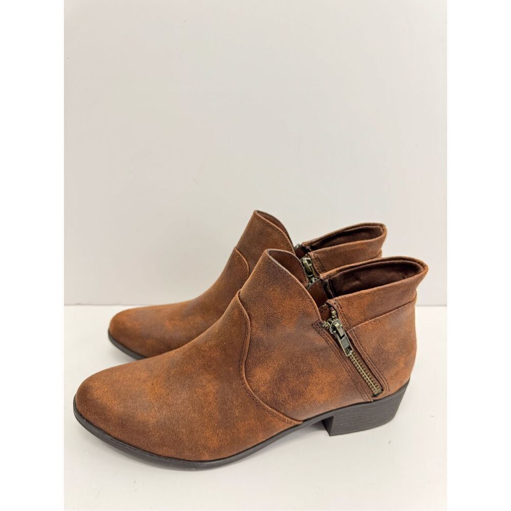 Sun‎ + Stone Ankle Boots Size 6 Brown Double Zip Almond Toe Cushioned NEW - Picture 2 of 8